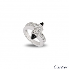 Cartier White Gold Diamond and Onyx Menotte Ring